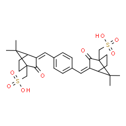 ChemSpider 2D Image | Terephthalylidene-3,3'-dicamphor-10,10'-disulfonic Acid | C28H34O8S2
