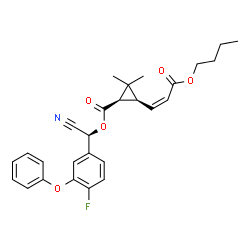 ChemSpider 2D Image | (S)-Cyano(4-fluoro-3-phenoxyphenyl)methyl (1R,3S)-3-[(1Z)-3-butoxy-3-oxo-1-propen-1-yl]-2,2-dimethylcyclopropanecarboxylate | C27H28FNO5