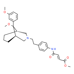 ChemSpider 2D Image | Methyl (2E)-4-[(4-{2-[(1R,5S)-9-methoxy-9-(3-methoxyphenyl)-3-azabicyclo[3.3.1]non-3-yl]ethyl}phenyl)amino]-4-oxo-2-butenoate | C29H36N2O5