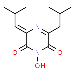 ChemSpider 2D Image | (3Z)-1-Hydroxy-5-isobutyl-3-(2-methylpropylidene)-2,6(1H,3H)-pyrazinedione | C12H18N2O3