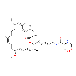 ChemSpider 2D Image | N-{(2E,4E)-5-[(2S,3S,4E,6E,8S,11Z,13E,16S,17Z,19Z,21R,22Z)-8,16-Dimethoxy-3,12,18,21,23-pentamethyl-24-oxooxacyclotetracosa-4,6,11,13,17,19,22-heptaen-2-yl]-2-methyl-2,4-hexadien-1-yl}-N~2~-formyl-L-s
erinamide | C41H60N2O7