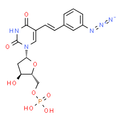 ChemSpider 2D Image | 5-[(E)-2-(3-Azidophenyl)vinyl]-2'-deoxyuridine 5'-(dihydrogen phosphate) | C17H18N5O8P