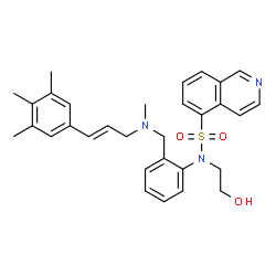 ChemSpider 2D Image | N-(2-Hydroxyethyl)-N-[2-({methyl[(2E)-3-(3,4,5-trimethylphenyl)-2-propen-1-yl]amino}methyl)phenyl]-5-isoquinolinesulfonamide | C31H35N3O3S