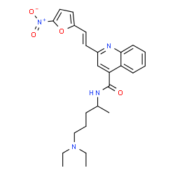 ChemSpider 2D Image | N-(5-(Diethylamino)pentan-2-yl)-2-(2-(5-nitrofuran-2-yl)vinyl)quinoline-4-carboxamide | C25H30N4O4