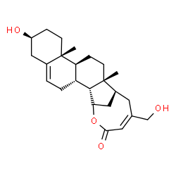 ChemSpider 2D Image | (2R,3R,8S,11R,12S,15R,16S,18E)-8-Hydroxy-18-(hydroxymethyl)-11,15-dimethyl-21-oxapentacyclo[14.5.1.0~2,15~.0~3,12~.0~6,11~]docosa-5,18-dien-20-one | C24H34O4