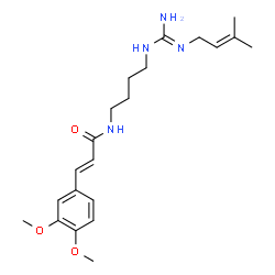 ChemSpider 2D Image | (2E)-3-(3,4-Dimethoxyphenyl)-N-{4-[N''-(3-methyl-2-buten-1-yl)carbamimidamido]butyl}acrylamide | C21H32N4O3