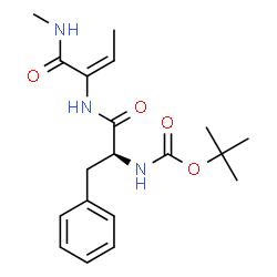 ChemSpider 2D Image | N-[(2E)-1-(Methylamino)-1-oxo-2-buten-2-yl]-Nalpha-{[(2-methyl-2-propanyl)oxy]carbonyl}-L-phenylalaninamide | C19H27N3O4