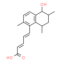 ChemSpider 2D Image | (2E,4E)-5-(5-Hydroxy-2,6,8-trimethyl-5,6,7,8-tetrahydro-1-naphthalenyl)-2,4-pentadienoic acid | C18H22O3