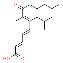 ChemSpider 2D Image | (2E,4E)-5-(2,6,8-Trimethyl-3-oxo-3,4,4a,5,6,7,8,8a-octahydro-1-naphthalenyl)-2,4-pentadienoic acid | C18H24O3