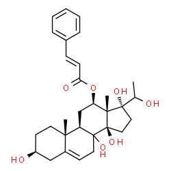 ChemSpider 2D Image | (3beta,8xi,12beta,14beta)-3,8,14,17,20-Pentahydroxypregn-5-en-12-yl (2E)-3-phenylacrylate | C30H40O7