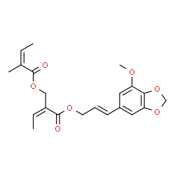 ChemSpider 2D Image | (2Z)-2-({[(2E)-3-(7-Methoxy-1,3-benzodioxol-5-yl)-2-propen-1-yl]oxy}carbonyl)-2-buten-1-yl (2Z)-2-methyl-2-butenoate | C21H24O7