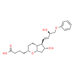ChemSpider 2D Image | 4-{(2R,4aR,5R,6R,7aS)-6-Hydroxy-5-[(1E,3R)-3-hydroxy-4-phenoxy-1-buten-1-yl]octahydrocyclopenta[b]pyran-2-yl}butanoic acid | C22H30O6
