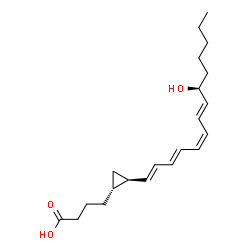 ChemSpider 2D Image | 4-{(1R,2R)-2-[(1E,3E,5Z,7E,9S)-9-Hydroxy-1,3,5,7-tetradecatetraen-1-yl]cyclopropyl}butanoic acid | C21H32O3