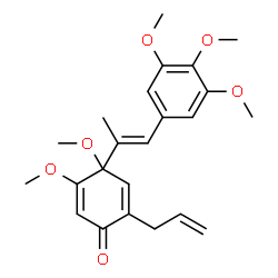 ChemSpider 2D Image | 2-Allyl-4,5-dimethoxy-4-[(1E)-1-(3,4,5-trimethoxyphenyl)-1-propen-2-yl]-2,5-cyclohexadien-1-one | C23H28O6