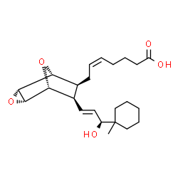 ChemSpider 2D Image | (5Z)-7-{(1R,2S,4R,5R,6S,7R)-7-[(1E,3S)-3-Hydroxy-3-(1-methylcyclohexyl)-1-propen-1-yl]-3,8-dioxatricyclo[3.2.1.0~2,4~]oct-6-yl}-5-heptenoic acid | C23H34O5