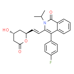 ChemSpider 2D Image | 4-(4-Fluorophenyl)-3-{(E)-2-[(2S,4R)-4-hydroxy-6-oxotetrahydro-2H-pyran-2-yl]vinyl}-2-isopropyl-1(2H)-isoquinolinone | C25H24FNO4