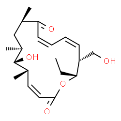ChemSpider 2D Image | (5S,6S,7S,9R,13Z,15R,16R)-16-Ethyl-6-hydroxy-15-(hydroxymethyl)-5,7,9-trimethyloxacyclohexadeca-3,11,13-triene-2,10-dione | C21H32O5