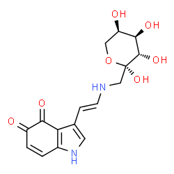 ChemSpider 2D Image | 1-Deoxy-1-{[(E)-2-(4,5-dioxo-4,5-dihydro-1H-indol-3-yl)vinyl]amino}-beta-D-fructopyranose | C16H18N2O7