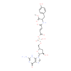 ChemSpider 2D Image | Methyl (6E,10S)-1-[(2S,4R,5R)-5-(2-amino-6-oxo-3,6-dihydro-9H-purin-9-yl)-4-hydroxytetrahydro-2-furanyl]-3-hydroxy-10-(4-hydroxybenzyl)-5,8-dioxo-2,4-dioxa-9-aza-3-phosphaundec-6-en-11-oate 3-oxide (n
on-preferred name) | C24H27N6O12P