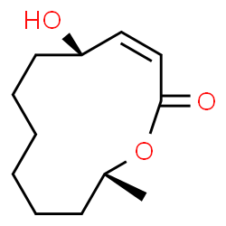 ChemSpider 2D Image | (3Z,5S,12R)-5-Hydroxy-12-methyloxacyclododec-3-en-2-one | C12H20O3