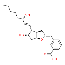 ChemSpider 2D Image | 3-[(Z)-{(3aR,4R,5R,6aS)-5-Hydroxy-4-[(1E,3S)-3-hydroxy-1-octen-1-yl]hexahydro-2H-cyclopenta[b]furan-2-ylidene}methyl]benzoic acid | C23H30O5