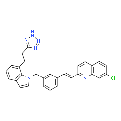 ChemSpider 2D Image | 5-(2-(1-(3-(2-(7-Chloroquinolin-2-yl)ethenyl)benzyl)indol-7-yl)ethyl)-1H-tetrazole | C29H23ClN6