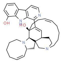 ChemSpider 2D Image | (1R,4R,5Z,12R,13S,16Z)-26-(8-Hydroxy-9H-beta-carbolin-1-yl)-11,22-diazapentacyclo[11.11.2.1~2,22~.0~2,12~.0~4,11~]heptacosa-5,16,25-trien-13-ol | C36H44N4O2