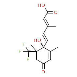 ChemSpider 2D Image | (2E,4E)-5-[(1R,6R)-1-Hydroxy-2,6-dimethyl-4-oxo-6-(trifluoromethyl)-2-cyclohexen-1-yl]-3-methyl-2,4-pentadienoic acid | C15H17F3O4