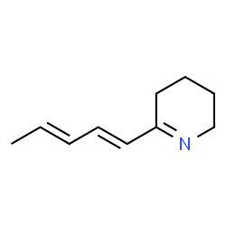 ChemSpider 2D Image | 6-[(1E,3E)-1,3-Pentadien-1-yl]-2,3,4,5-tetrahydropyridine | C10H15N