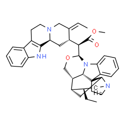 ChemSpider 2D Image | Methyl (2R)-[(2S,3E,12bS)-3-ethylidene-1,2,3,4,6,7,12,12b-octahydroindolo[2,3-a]quinolizin-2-yl][(9S,12S,13S,14S,19S,21S)-14-ethyl-10-oxa-8,16-diazahexacyclo[11.5.2.1~1,8~.0~2,7~.0~12,21~.0~16,19~]hen
icosa-2,4,6-trien-9-yl]acetate | C40H48N4O3