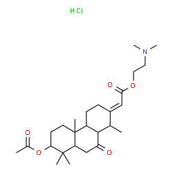 ChemSpider 2D Image | 2-(Dimethylamino)ethyl (2E)-[(13E)-3-acetoxy-14-methyl-7-oxopodocarpan-13-ylidene]acetate hydrochloride (1:1) | C26H42ClNO5