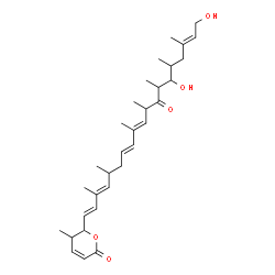 ChemSpider 2D Image | 6-[(1E,3E,7E,9E,17E)-14,19-Dihydroxy-3,5,9,11,13,15,17-heptamethyl-12-oxo-1,3,7,9,17-nonadecapentaen-1-yl]-5-methyl-5,6-dihydro-2H-pyran-2-one | C32H48O5