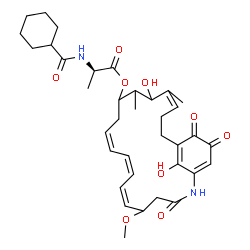 ChemSpider 2D Image | 15,24-Dihydroxy-5-methoxy-14,16-dimethyl-3,21,22-trioxo-2-azabicyclo[18.3.1]tetracosa-1(23),6,8,10,16,20(24)-hexaen-13-yl N-(cyclohexylcarbonyl)-D-alaninate | C36H48N2O9