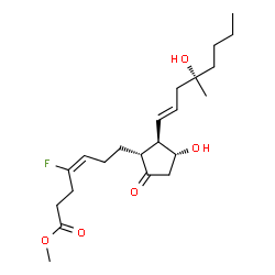 ChemSpider 2D Image | Methyl (4E,11alpha,13E,16S)-4-fluoro-11,16-dihydroxy-16-methyl-9-oxoprosta-4,13-dien-1-oate | C22H35FO5