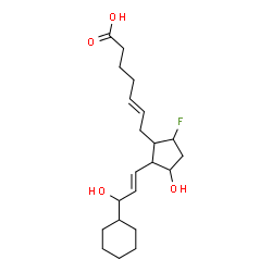 ChemSpider 2D Image | (5E)-7-{2-[(1E)-3-Cyclohexyl-3-hydroxy-1-propen-1-yl]-5-fluoro-3-hydroxycyclopentyl}-5-heptenoic acid | C21H33FO4