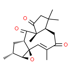 ChemSpider 2D Image | (3aS,4aS,6R,6aS,7aR,8E,11aR)-1,1,3a,6,9-Pentamethyl-1,2,4a,5,6,6a,11,11a-octahydrocyclopenta[4',5']cyclonona[1',2':2,3]cyclopenta[1,2-b]oxirene-3,4,10(3aH)-trione | C20H26O4