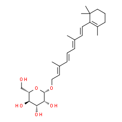 ChemSpider 2D Image | O~15~-[(2S,3R,4R,5R,6S)-3,4,5-Trihydroxy-6-(hydroxymethyl)tetrahydro-2H-pyran-2-yl]retinol | C26H40O6