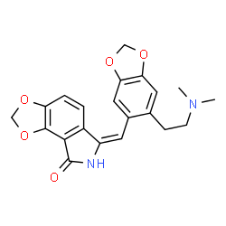 ChemSpider 2D Image | (6E)-6-({6-[2-(Dimethylamino)ethyl]-1,3-benzodioxol-5-yl}methylene)-6,7-dihydro-8H-[1,3]dioxolo[4,5-e]isoindol-8-one | C21H20N2O5