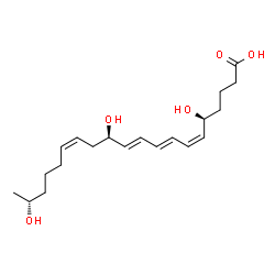 ChemSpider 2D Image | (5S,6Z,8E,10E,12R,14Z,19R)-5,12,19-Trihydroxy-6,8,10,14-icosatetraenoic acid | C20H32O5