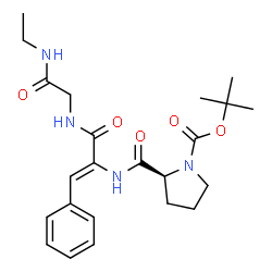 ChemSpider 2D Image | 2-Methyl-2-propanyl (2S)-2-{[(1Z)-3-{[2-(ethylamino)-2-oxoethyl]amino}-3-oxo-1-phenyl-1-propen-2-yl]carbamoyl}-1-pyrrolidinecarboxylate | C23H32N4O5