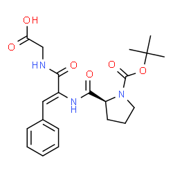 ChemSpider 2D Image | N-{(2Z)-2-[(1-{[(2-Methyl-2-propanyl)oxy]carbonyl}-L-prolyl)amino]-3-phenyl-2-propenoyl}glycine | C21H27N3O6