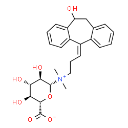 ChemSpider 2D Image | Î²-D-Glucopyranuronic acid, 1-deoxy-1-[[3-(10,11-dihydro-10-hydroxy-5H-dibenzo[a,d]cyclohepten-5-ylidene)propyl]dimethylammonio]-, inner salt, (Z)- | C26H31NO7