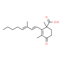 ChemSpider 2D Image | 1,3-Dimethyl-2-[(1E,3E)-3-methyl-1,3-octadien-1-yl]-4-oxo-2-cyclohexene-1-carboxylic acid | C18H26O3