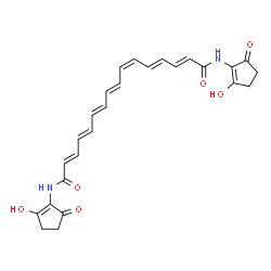 ChemSpider 2D Image | (2E,4E,6Z,8E,10E,12E,14E)-N,N'-Bis(2-hydroxy-5-oxo-1-cyclopenten-1-yl)-2,4,6,8,10,12,14-hexadecaheptaenediamide | C26H26N2O6