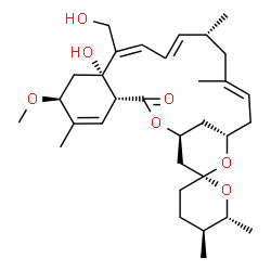 ChemSpider 2D Image | (1S,4R,5'S,6'R,7S,9S,10Z,14R,16E,19S,21R)-9-Hydroxy-10-(hydroxymethyl)-7-methoxy-5',6,6',14,16-pentamethyl-3',4',5',6'-tetrahydro-3H-spiro[2,20-dioxatricyclo[17.3.1.0~4,9~]tricosa-5,10,12,16-tetraene-
21,2'-pyran]-3-one | C32H48O7