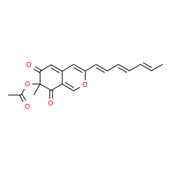 ChemSpider 2D Image | 6H-2-Benzopyran-6,8(7H)-dione, 7-(acetyloxy)-3-(1,3,5-heptatrienyl)-7-methyl-, (E,E,E)-(-)- | C19H18O5