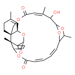 ChemSpider 2D Image | (1'R,3'R,8'R,12'Z,19'Z,21'Z,25'R,26'S)-14'-Hydroxy-5',13',17',26'-tetramethyl-11'H,23'H-spiro[oxirane-2,27'-[2,10,16,24,29]pentaoxapentacyclo[23.2.1.1~15,18~.0~3,8~.0~8,26~]nonacosa[4,12,19,21]tetraen
e]-11',23'-dione | C29H36O9