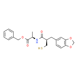 ChemSpider 2D Image | Benzyl N-[(2R)-3-(1,3-benzodioxol-5-yl)-2-(sulfanylmethyl)propanoyl]-D-alaninate | C21H23NO5S