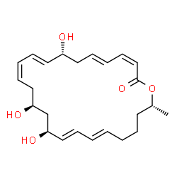 ChemSpider 2D Image | (3Z,5E,8R,9E,11Z,14S,16S,17E,19E,24R)-8,14,16-Trihydroxy-24-methyloxacyclotetracosa-3,5,9,11,17,19-hexaen-2-one | C24H34O5