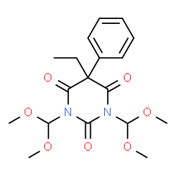 ChemSpider 2D Image | 1,3-Bis(dimethoxymethyl)-5-ethyl-5-phenyl-2,4,6(1H,3H,5H)-pyrimidinetrione | C18H24N2O7